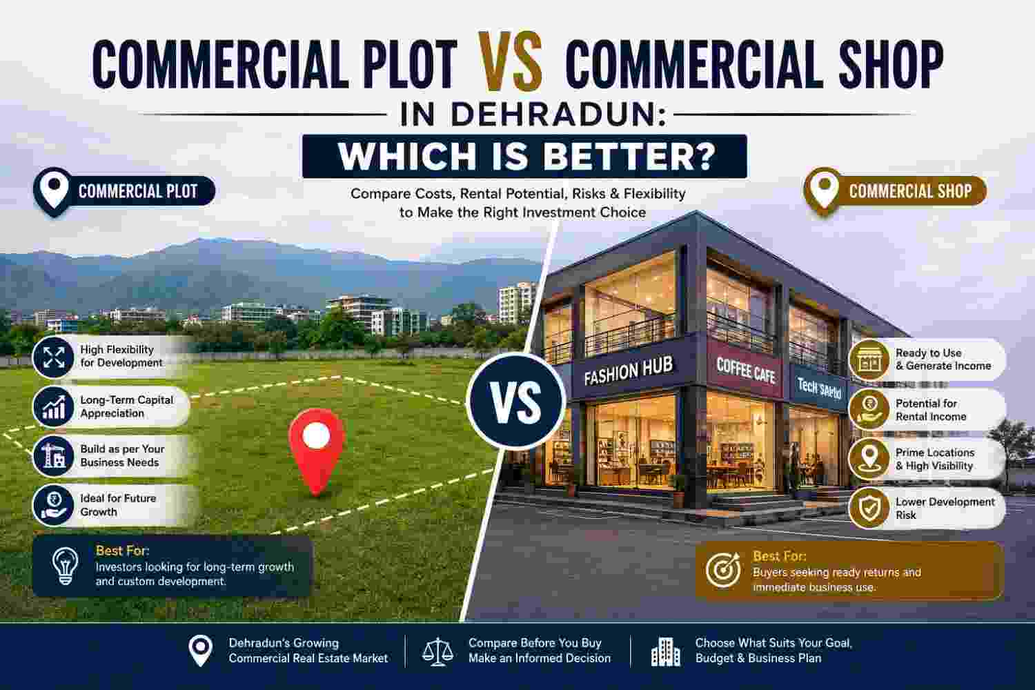 Commercial Plot vs Commercial Shop in Dehradun: Which Is Better?